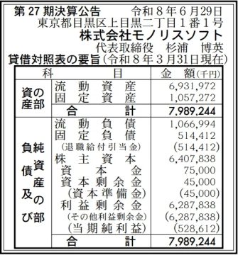 모노리스 소프트 2026년 3월기 결산은 당기순이익이 전년 동기 8.4% 증가_2.webp