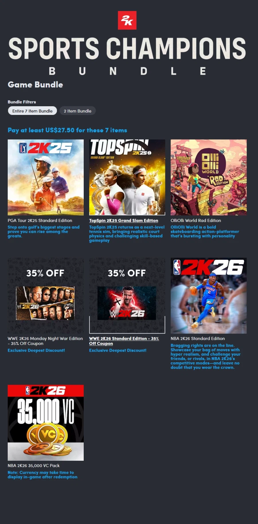 험블번들 2K 스포츠 챔피언 번들 / $11, $27.5_1.webp