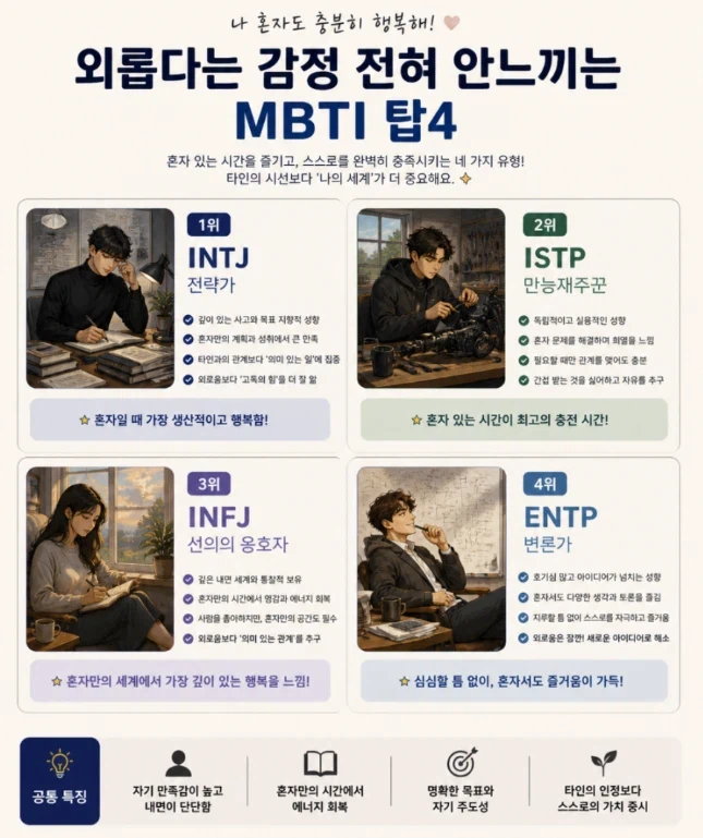 외롭다는 감정 잘 못느낀다는 MBTI_1.webp