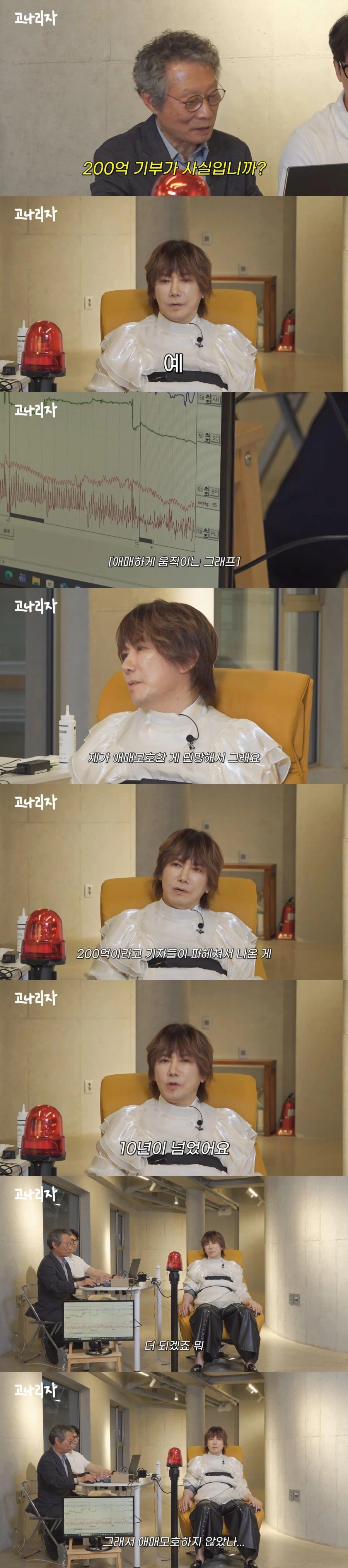 김장훈한테 거짓말 탐지기 부착하고 200억 기부한 거 아깝지 않냐고 물어보기_1.webp