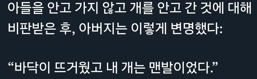 "개는 안고 가면서 아들은 걷게 하다니"_3.webp