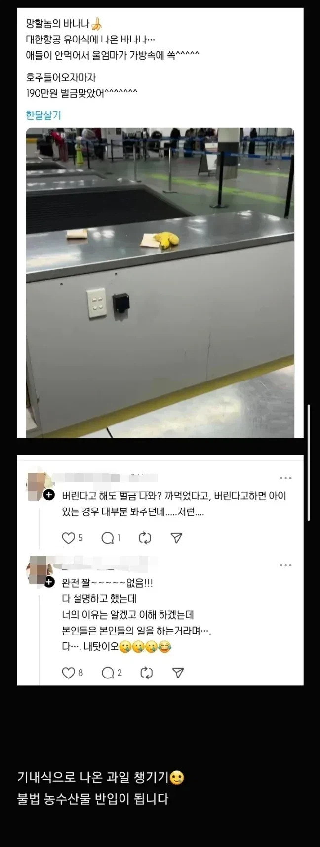 먹고 남은 과일 가져왔다고 벌금 190만원...._1.webp
