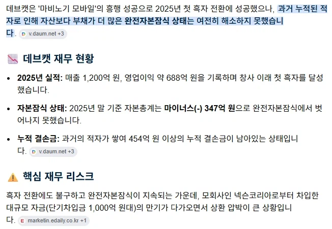 마비m) 김동건의 데브캣, 흑자 뒤에 숨은 재무 리스크_1.webp